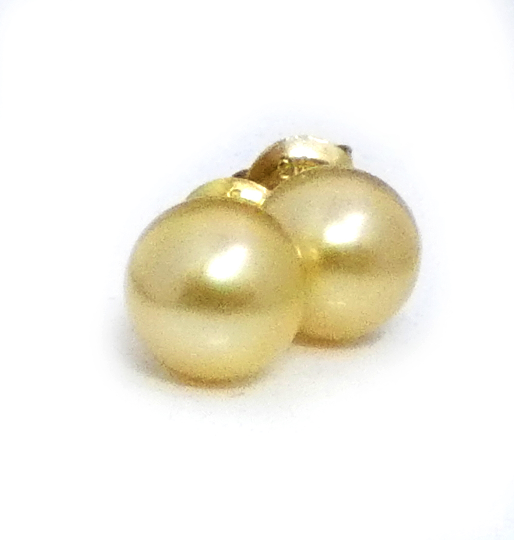 Gold Tiny South Seas Pearl Earrings